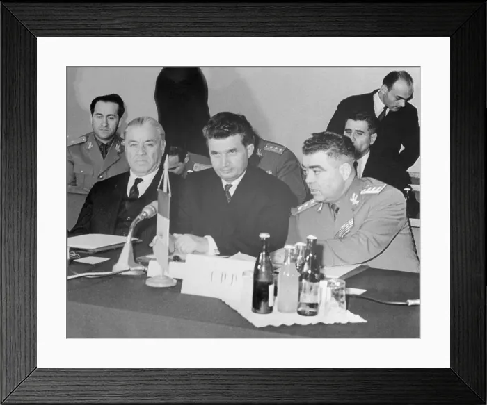 Framed Print : Nicolae Ceausescu and Aides Reading Framed Print : Nicolae Ceausescu and Aides Reading