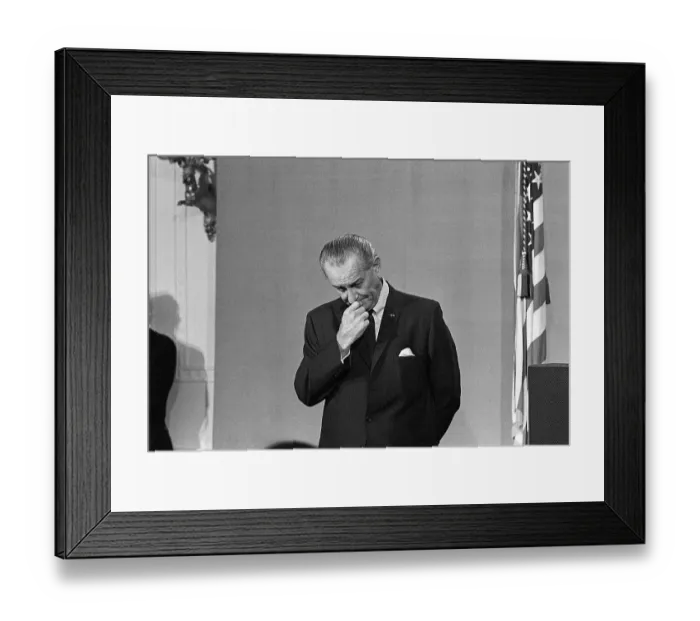 Framed Print : Pensive Portrait of President Johnson Framed Print : Pensive Portrait of President Johnson