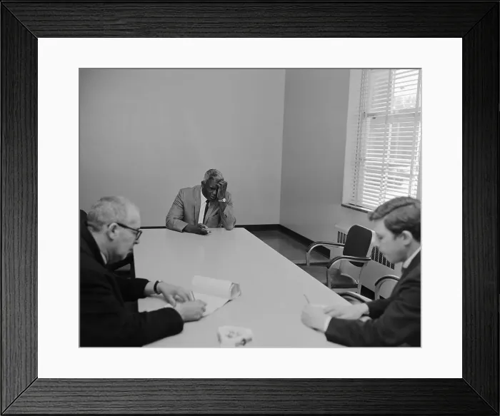 Framed Print : Jackie Robinson Sitting and Looking Sad Framed Print : Jackie Robinson Sitting and Looking Sad