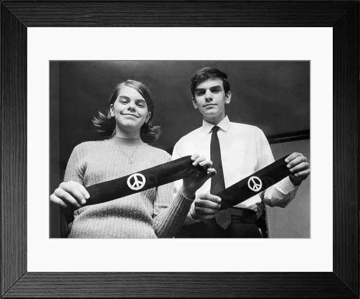 Framed Print : Students Hold Peace Arm Bands Framed Print : Students Hold Peace Arm Bands