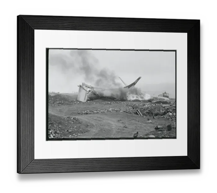 Framed Print : Burning Transport Plane Framed Print : Burning Transport Plane