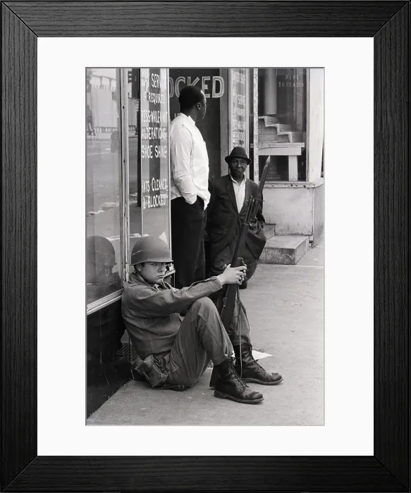 Framed Print : National Guardsman Keeps Watch on Riot-torn Memphis Framed Print : National Guardsman Keeps Watch on Riot-torn Memphis
