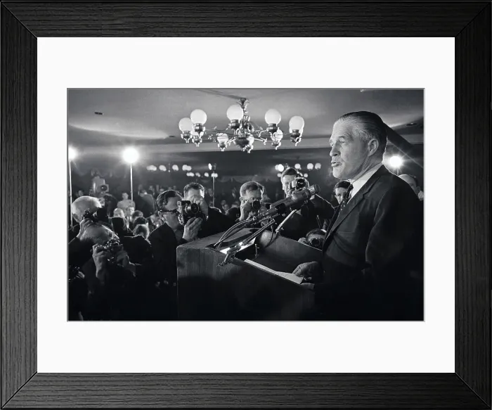 Framed Print : George Romney Speaking at Microphones Framed Print : George Romney Speaking at Microphones