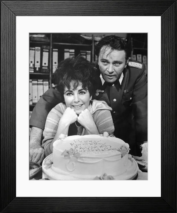 Framed Print : Elizabeth Taylor with Birthday Cake from Richard Burton