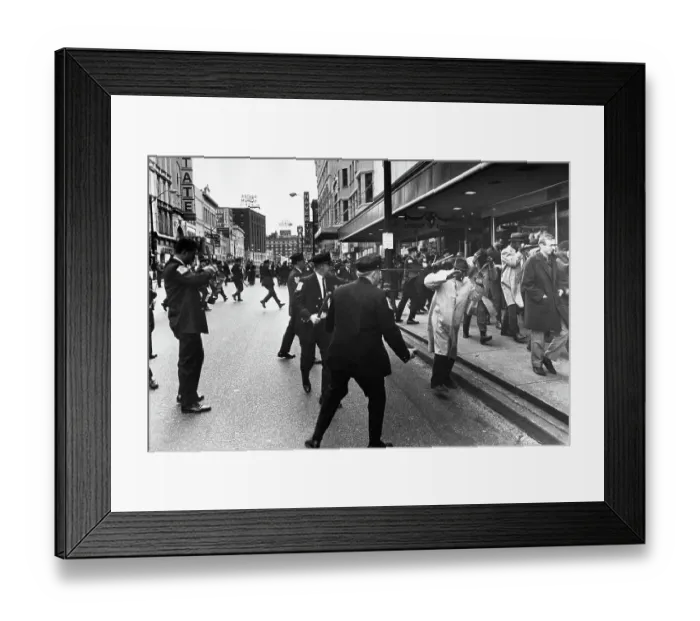 Framed Print : Police Battle Sanitation Men Framed Print : Police Battle Sanitation Men