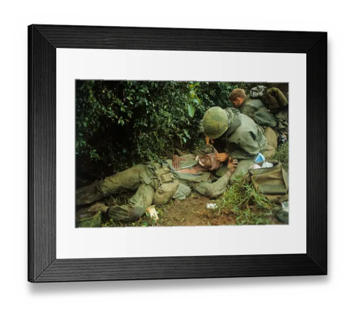 Framed Print : Wounded US Marine Being Treated by Medic Framed Print : Wounded US Marine Being Treated by Medic