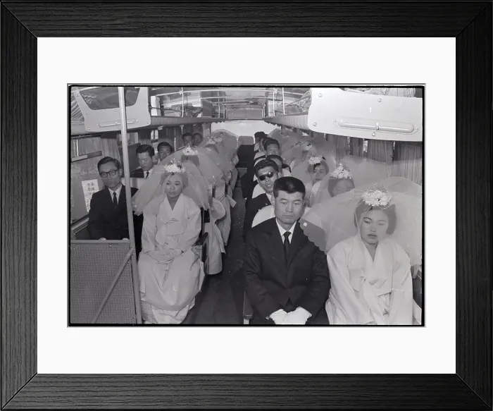 Framed Print : Bus Full Of Brides And Grooms Framed Print : Bus Full Of Brides And Grooms