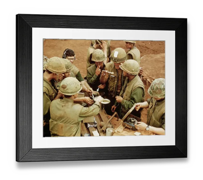 Framed Print : US Marines Eating Fruit Cocktail Framed Print : US Marines Eating Fruit Cocktail