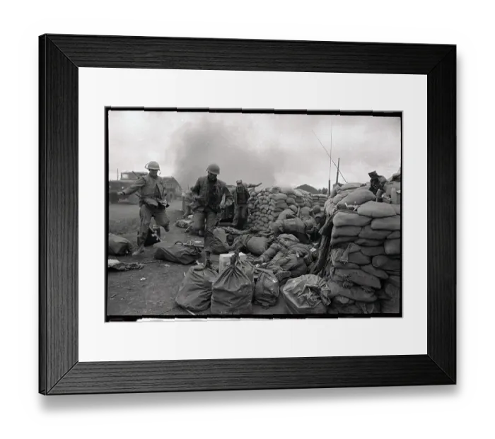 Framed Print : Soldiers Resting on Sandbags
