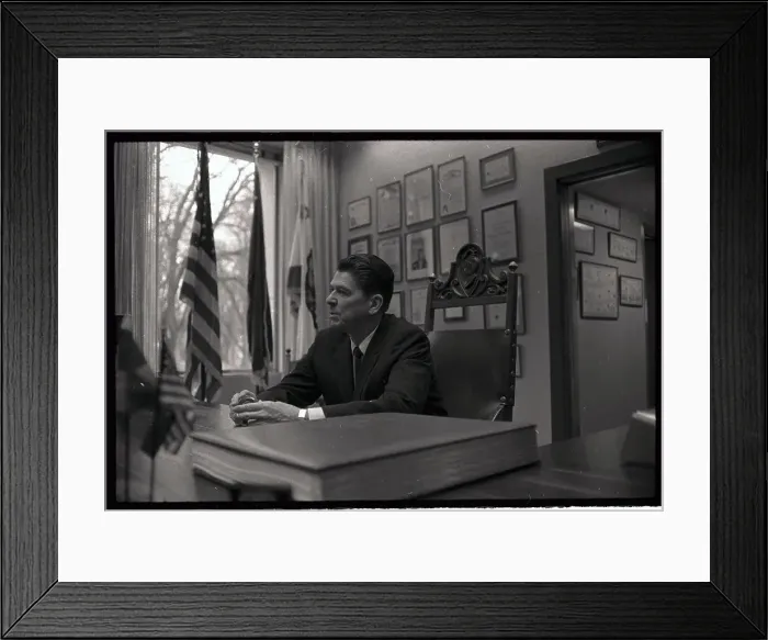 Framed Print : Governor Ronald Reagan Using Gestures to Answer Questions Framed Print : Governor Ronald Reagan Using Gestures to Answer Questions