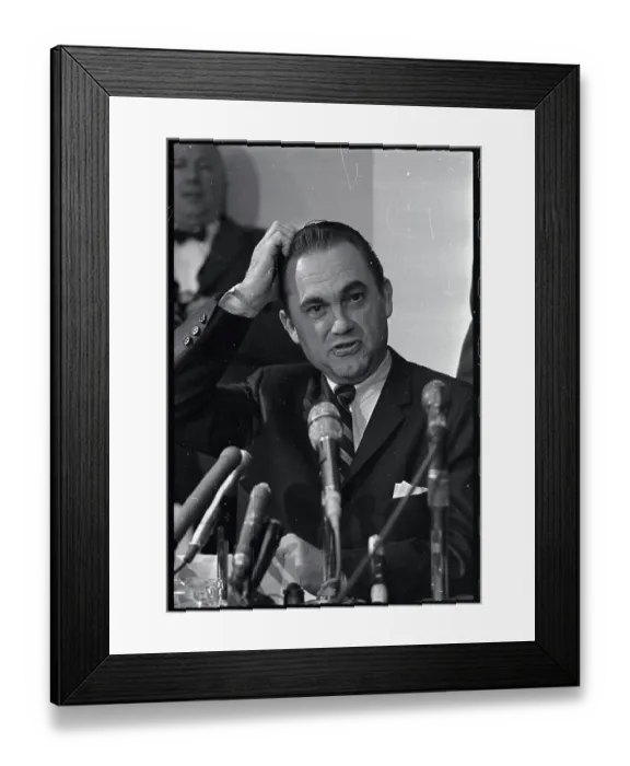 Framed Print : George Wallace Standing at Microphones