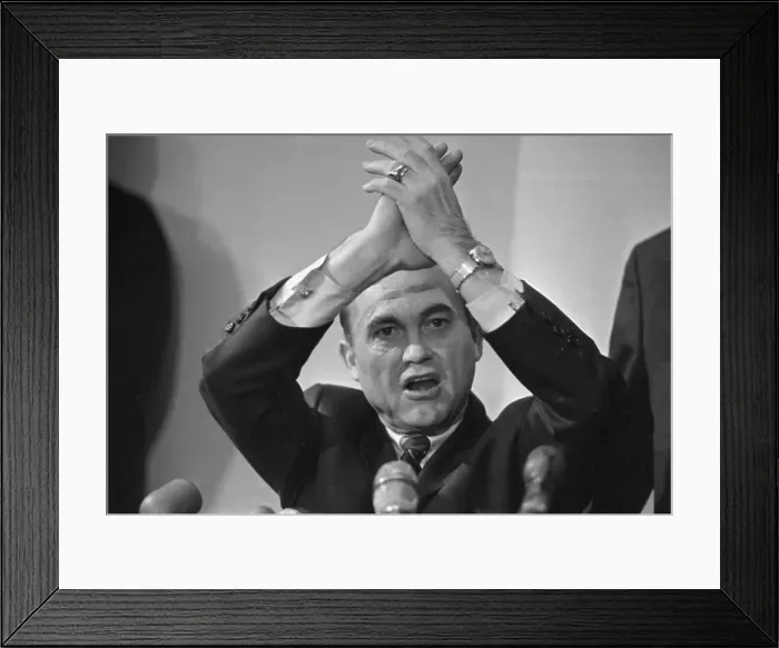 Framed Print : George Wallace with Hands Clasped Framed Print : George Wallace with Hands Clasped