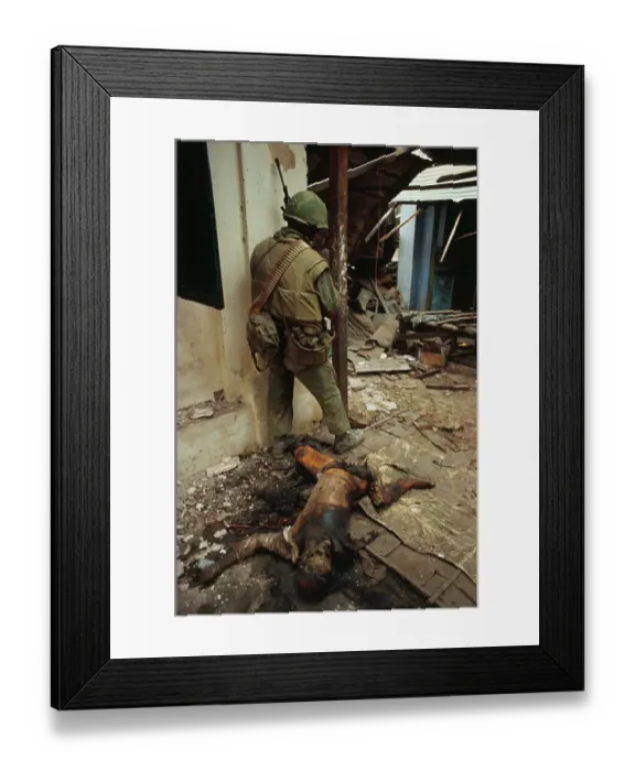 Framed Print : Marine Next to Remains of Viet Cong Soldier Framed Print : Marine Next to Remains of Viet Cong Soldier