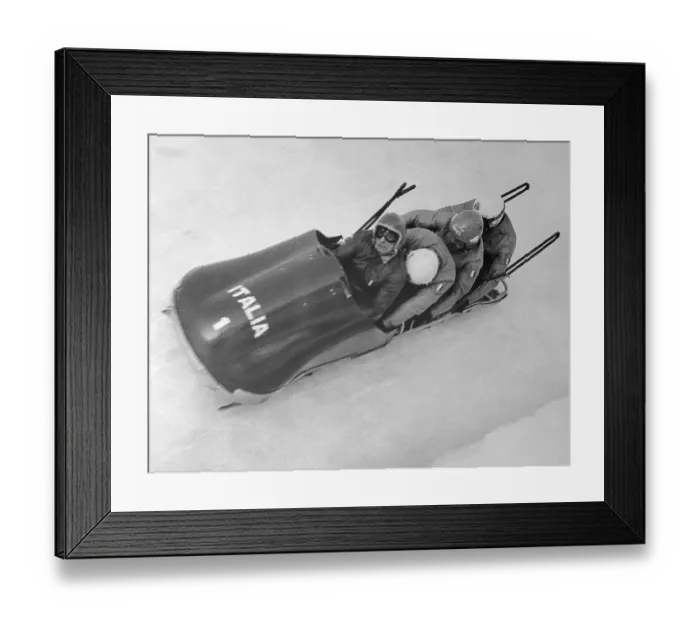 Framed Print : Italian Bobsled Team Competing in Winter Olympics Framed Print : Italian Bobsled Team Competing in Winter Olympics