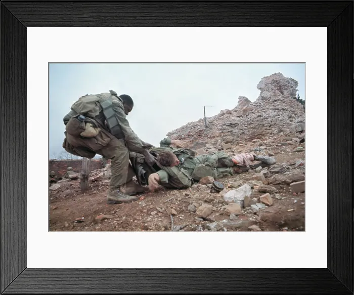 Framed Print : Wounded Marine Being Dragged to Safety Framed Print : Wounded Marine Being Dragged to Safety