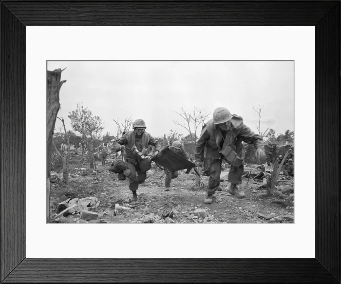 Framed Print : Medic Rushing To Aid Wounded Marine Framed Print : Medic Rushing To Aid Wounded Marine