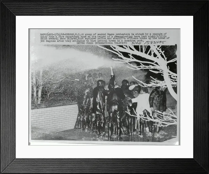 Framed Print : African American Protesters Being Soaked with Fire Hose Framed Print : African American Protesters Being Soaked with Fire Hose