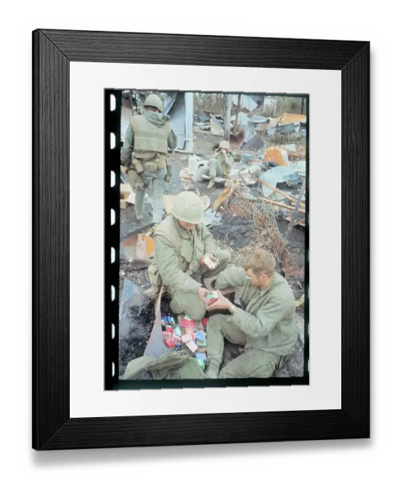 Framed Print : US Soldiers Receiving Cigarettes Framed Print : US Soldiers Receiving Cigarettes