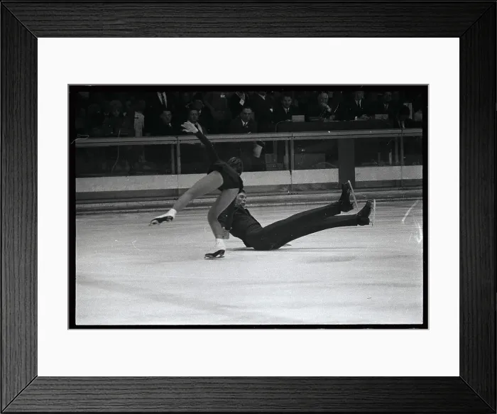 Framed Print : Ron Kauffman Falling During Skating Routine