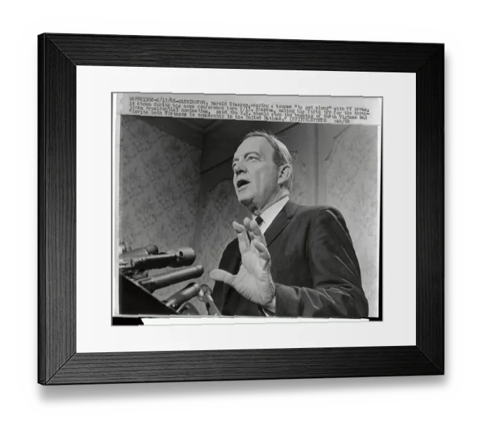 Framed Print : Harold Stassen Speaking at Microphones Framed Print : Harold Stassen Speaking at Microphones