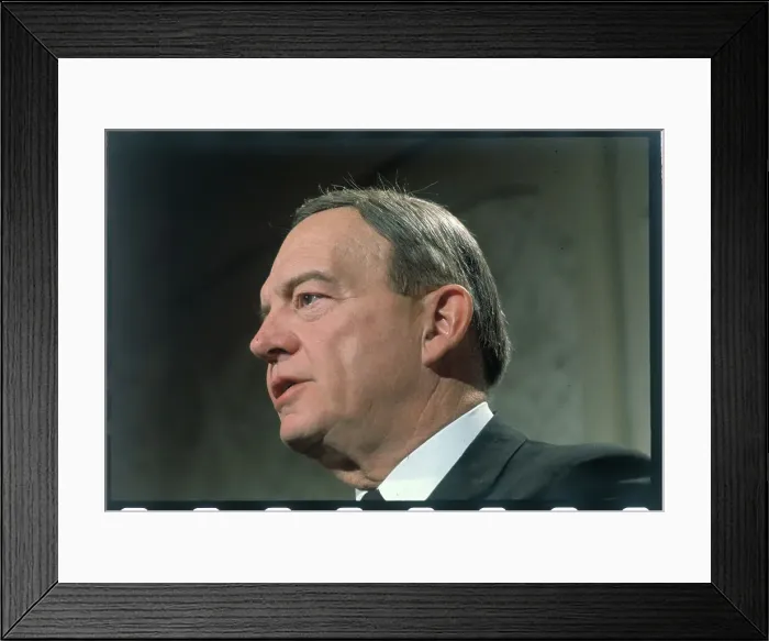 Framed Print : Profile of Harold Stassen Speaking at Conference Framed Print : Profile of Harold Stassen Speaking at Conference