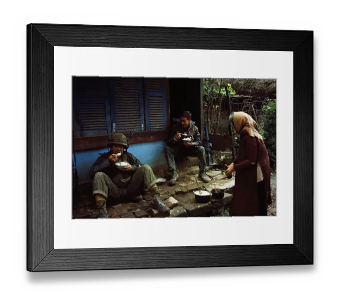 Framed Print : US Marines Eating Rice Framed Print : US Marines Eating Rice