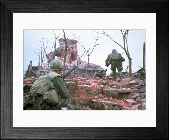 Framed Print : American Marines Advancing up Outer Wall of Citadel Framed Print : American Marines Advancing up Outer Wall of Citadel