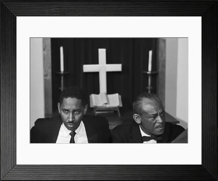 Framed Print : Two Men Sitting in Front of Cross Framed Print : Two Men Sitting in Front of Cross