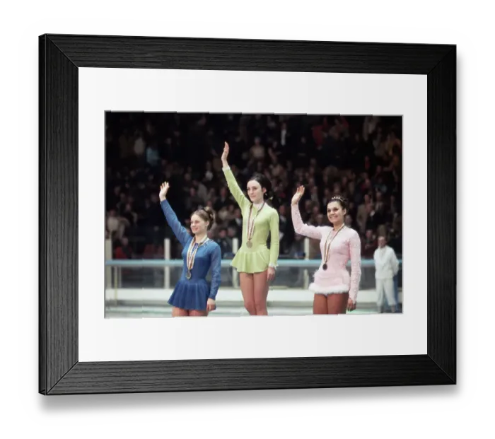 Framed Print : Olympic Ladies Skating Winners Waving Framed Print : Olympic Ladies Skating Winners Waving