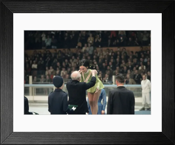 Framed Print : Peggy Fleming Receiving Gold Medal Framed Print : Peggy Fleming Receiving Gold Medal