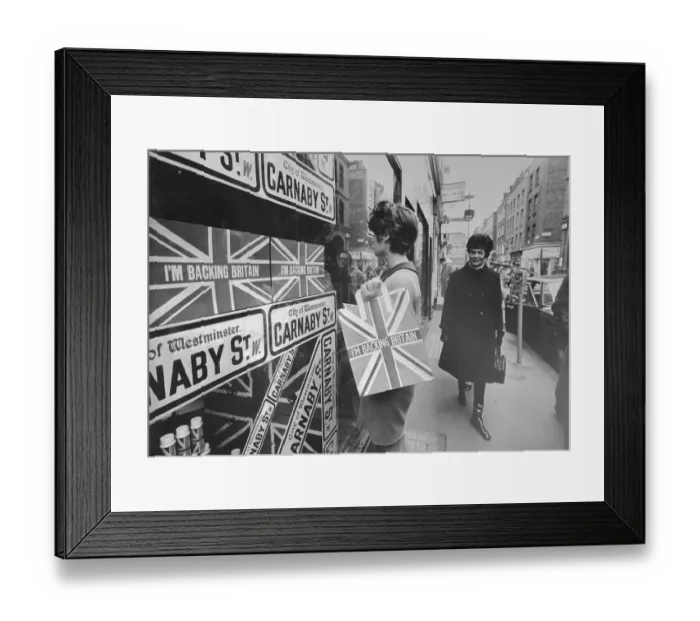 Framed Print : Patriotic Signs Lining London's Carnaby Street Framed Print : Patriotic Signs Lining London's Carnaby Street