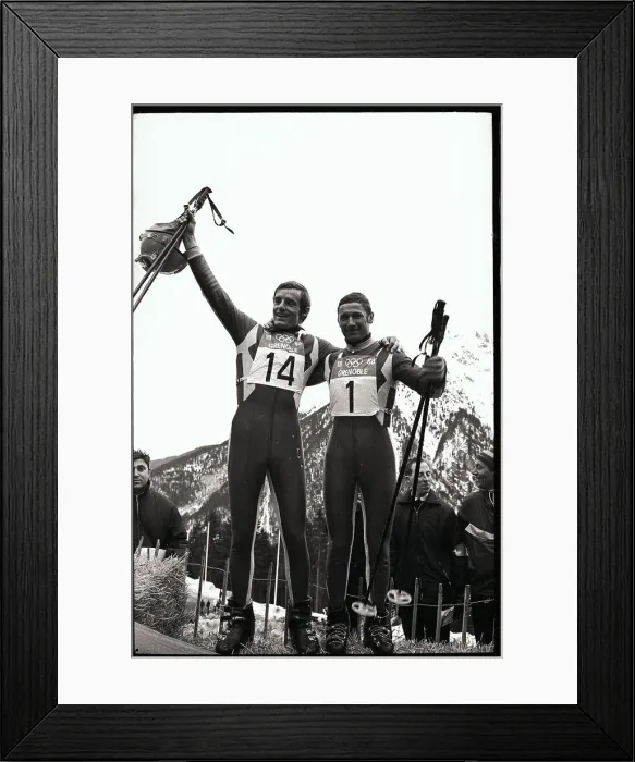 Framed Print : Olympic Skiers Celebrating Their Victory Framed Print : Olympic Skiers Celebrating Their Victory