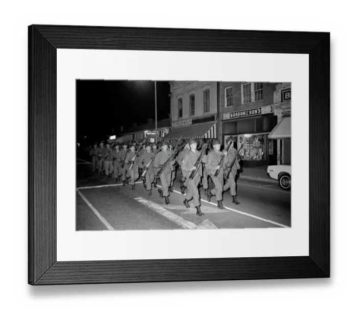 Framed Print : National Guard Marching with Rifles During Riot Framed Print : National Guard Marching with Rifles During Riot