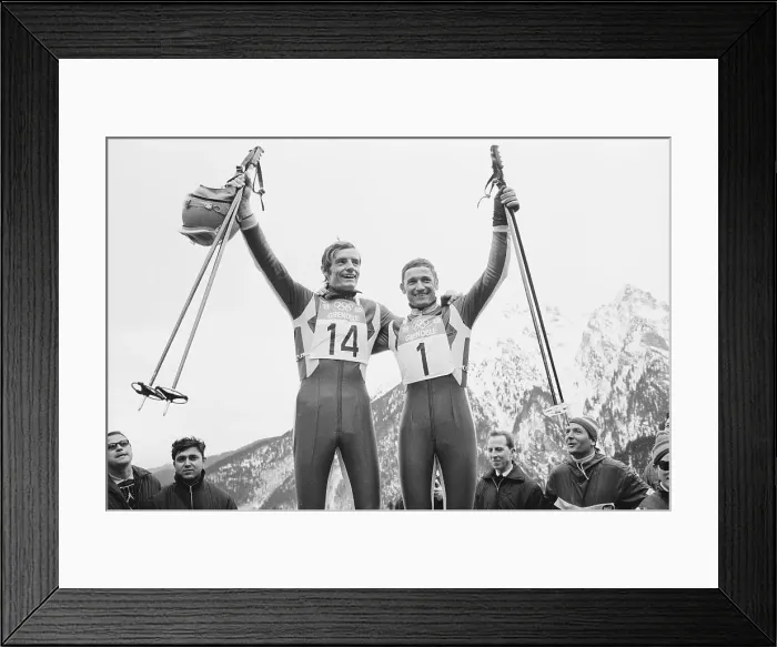Framed Print : Jean-Claude Killy and Guy Perillat Celebrating Victory Framed Print : Jean-Claude Killy and Guy Perillat Celebrating Victory
