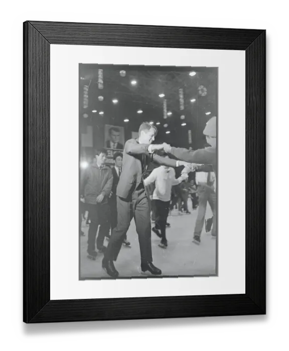 Framed Print : Robert and Ethel Kennedy Skating With Japanese Admirer Framed Print : Robert and Ethel Kennedy Skating With Japanese Admirer
