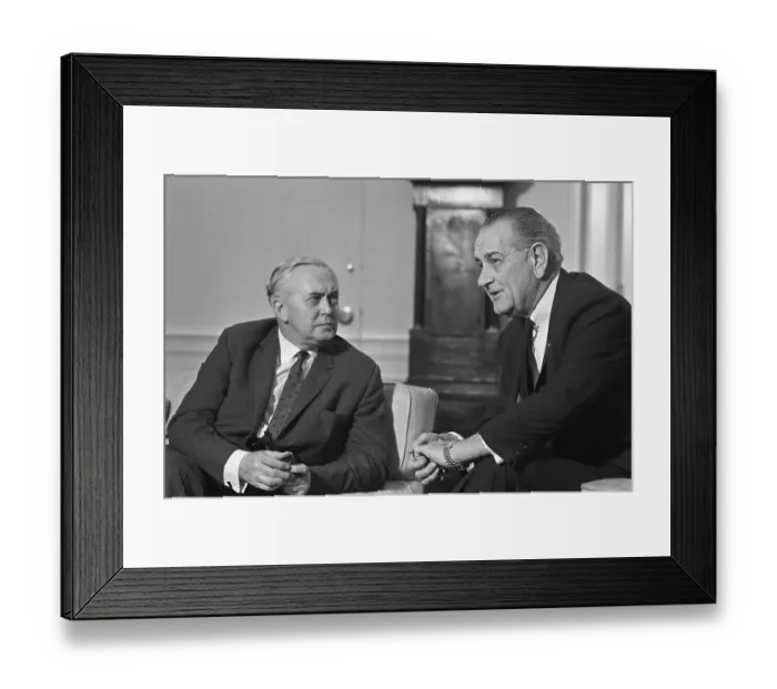 Framed Print : President Johnson and Harold Wilson Sitting in Office