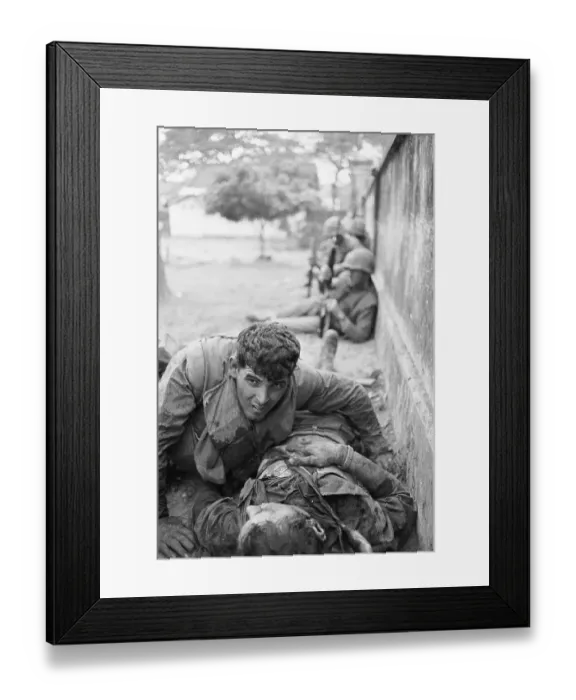 Framed Print : Marine Helping Wounded Friend, 1968 Framed Print : Marine Helping Wounded Friend, 1968