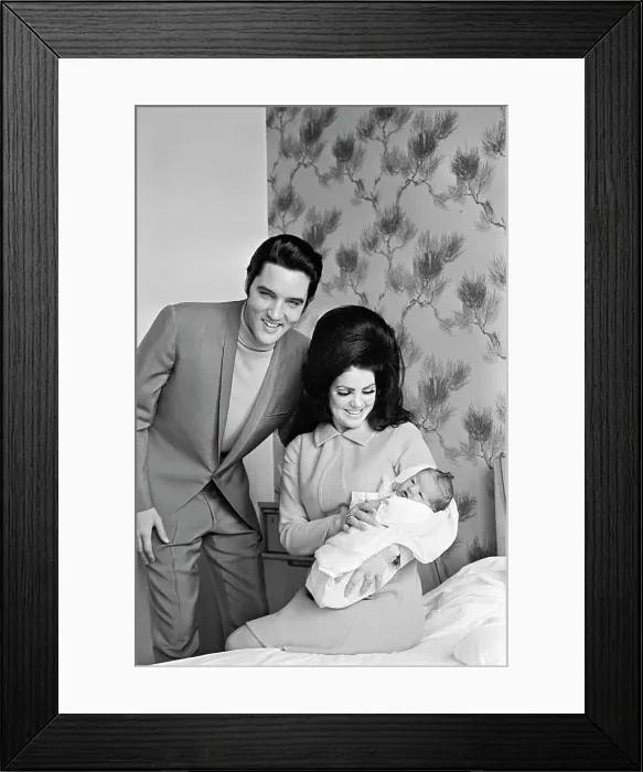Framed Print : Elvis Presley With Wife And Newborn Framed Print : Elvis Presley With Wife And Newborn