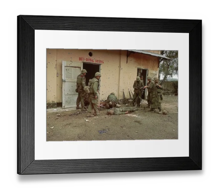 Framed Print : Marines Standing with Wounded Soldier Framed Print : Marines Standing with Wounded Soldier