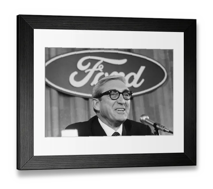 Framed Print : Semon E. Knudsen Sitting Under Ford Logo Framed Print : Semon E. Knudsen Sitting Under Ford Logo