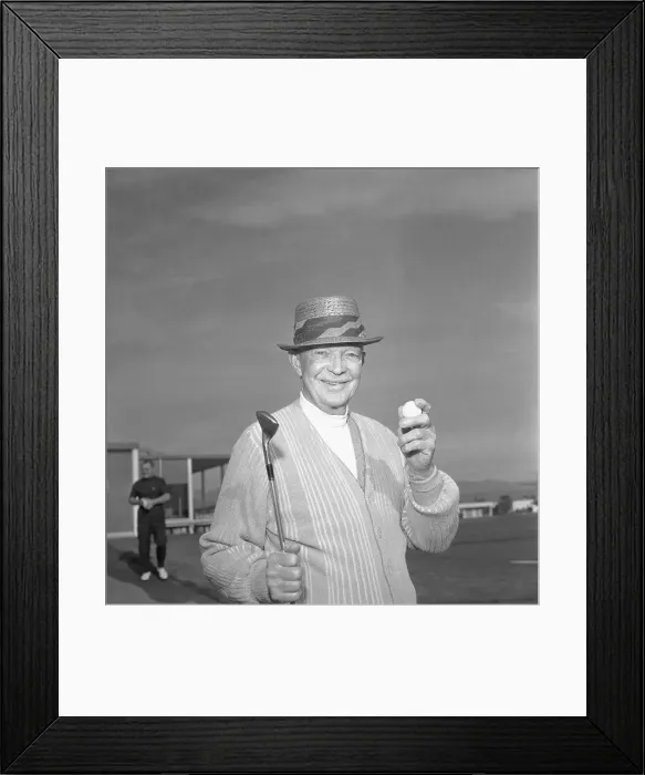 Framed Print : Dwight D. Eisenhower Holding Golf Ball and Club Framed Print : Dwight D. Eisenhower Holding Golf Ball and Club