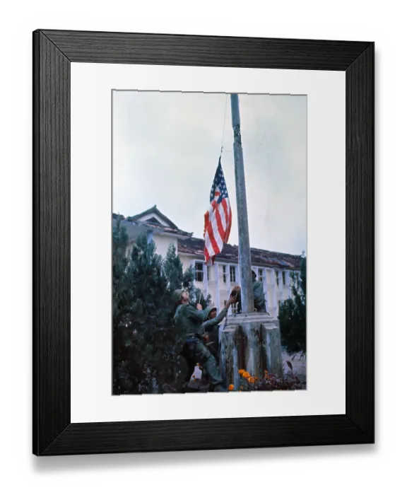 Framed Print : US Soldiers Raising Flag