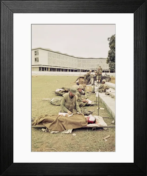 Framed Print : Wounded US Marines, Hue University Framed Print : Wounded US Marines, Hue University