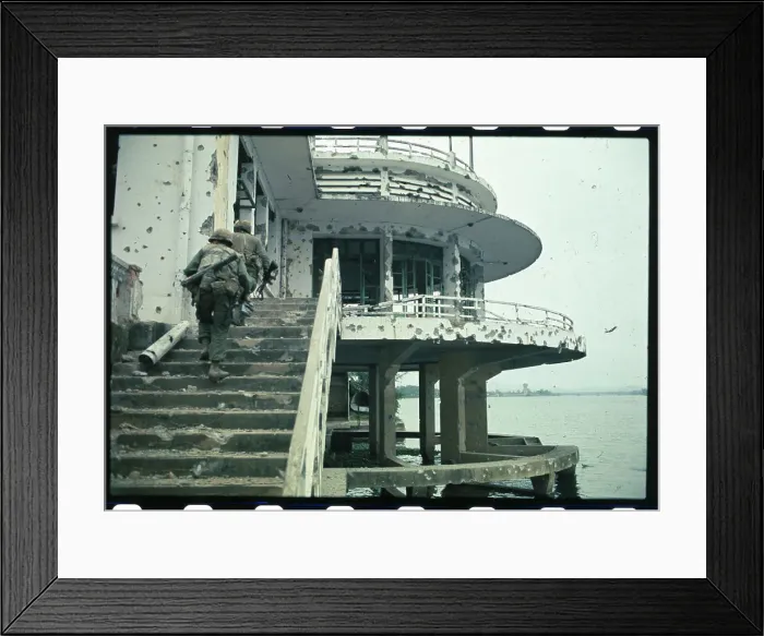 Framed Print : View of US Marines Climbing Stairs Framed Print : View of US Marines Climbing Stairs