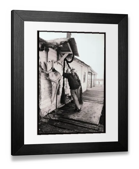 Framed Print : Leon Goslin Standing on Pier