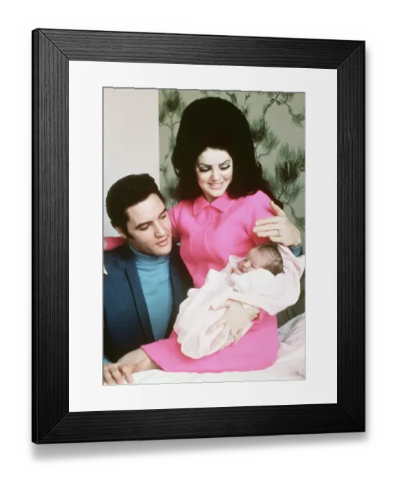 Framed Print : Elvis Presley with Wife and Newborn Daughter Framed Print : Elvis Presley with Wife and Newborn Daughter