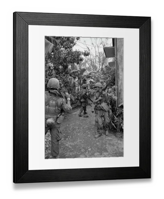 Framed Print : Soldiers Walking in City of Hue Framed Print : Soldiers Walking in City of Hue