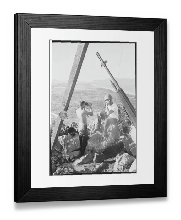 Framed Print : American Marines Canvassing Area with Binoculars