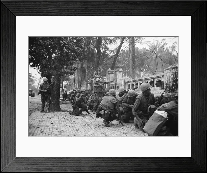 Framed Print : Marines Pinned Down Behind Wall Framed Print : Marines Pinned Down Behind Wall