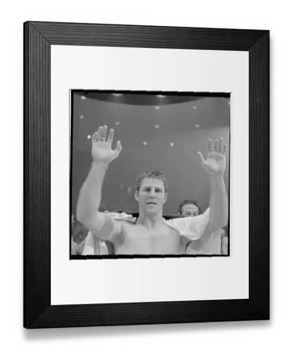 Framed Print : Jerry Quarry Raising Hands in Victory Framed Print : Jerry Quarry Raising Hands in Victory